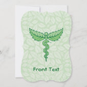 Caduceus mit Blätter Hintergrund Einladung (Vorderseite)