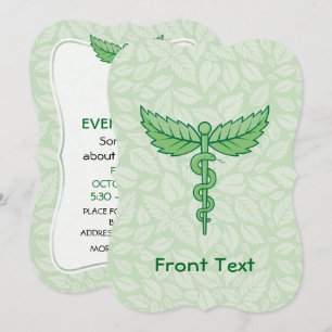 Caduceus mit Blätter Hintergrund Einladung