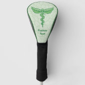 Caduceus mit Blätter Hintergrund Golf Headcover (Vorderseite)