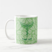 Caduceus mit Blätter Hintergrund Kaffee Tasse (Links)