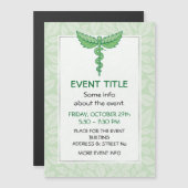 Caduceus mit Blätter Hintergrund Magnetkarte (Vorne/Hinten)