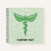 Caduceus mit Blätter Hintergrund Notizblock (Vorderseite)