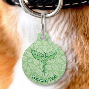 Caduceus mit Blätter Hintergrund Pet-ID-Tag Haustiermarke