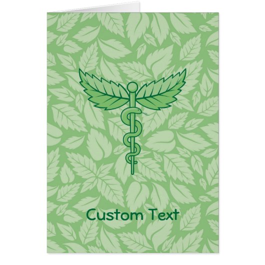 Caduceus mit Blätter Hintergrund Postkarte (Vorne)