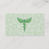 Caduceus mit Blätter Hintergrund Visitenkarte (Rückseite)