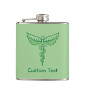 Caduceus mit Blätter Hip Flask Flachmann (Vorderseite)