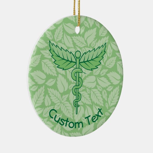 Caduceus mit Blätter Keramik Ornament (Rechts)