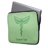 Caduceus mit Blätter Laptop-Sieb Laptopschutzhülle (Vorderseite Links)