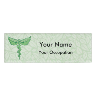 Caduceus mit Blätter Name Tag Namenschild