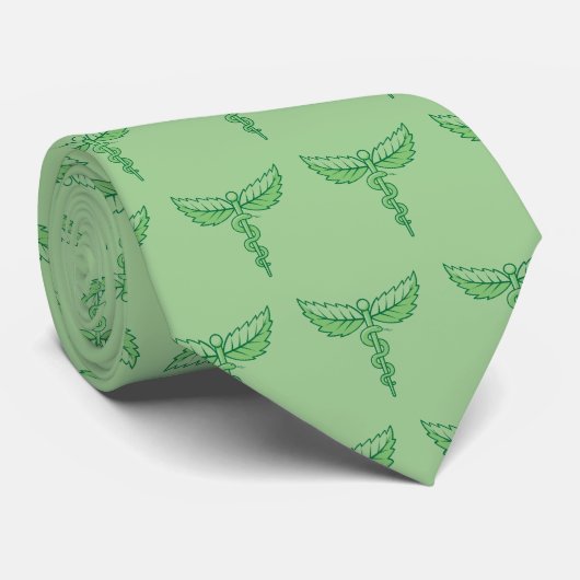 Caduceus mit Blätter Neck Tie Krawatte (Gerollt)