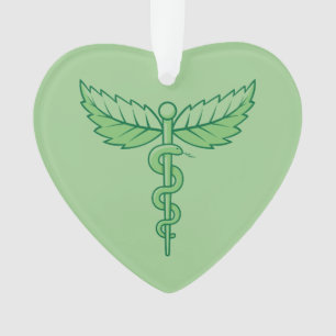 Caduceus mit Blätter Ornament