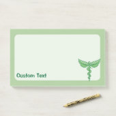 Caduceus mit Blätter Post-it Klebezettel (Auf Schreibtisch)