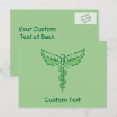 Caduceus mit Blätter Postkarte (Vorne/Hinten)