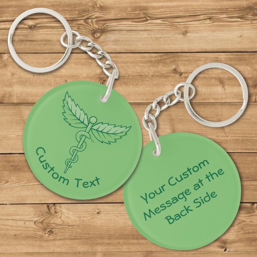 Caduceus mit Blätter Schlüsselanhänger