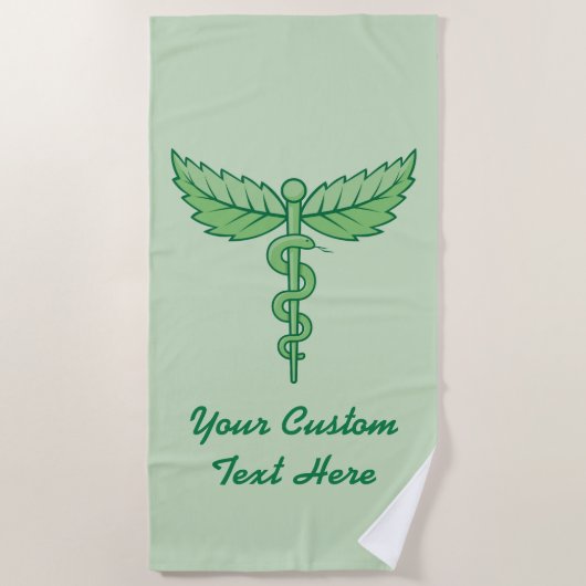 Caduceus mit Blätter Strandtuch (Vorderseite)