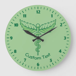 Caduceus mit Blätter Wall Clock Große Wanduhr