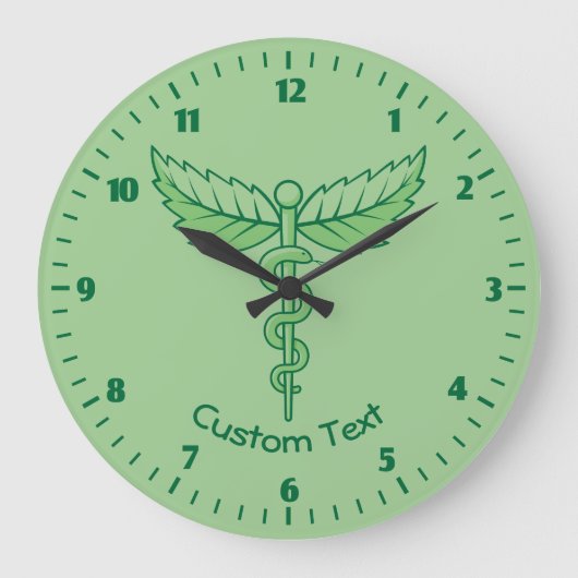 Caduceus mit Blätter Wall Clock Große Wanduhr (Vorderseite)