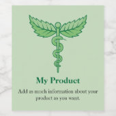 Caduceus mit Blätter Weinetikett (Einzelnes Label)