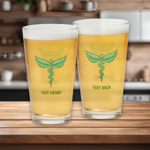 Caduceus mit Blättern Glas