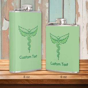 Caduceus mit Blättern Hip Flask Flachmann