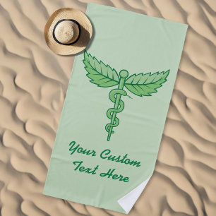 Caduceus mit Blättern Strandtuch