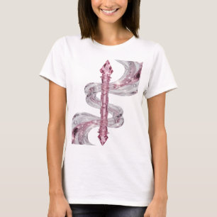 CADUCEUS MIT ROSAFARBENEN EDELSTEINEN UND FLIEßEND T-Shirt