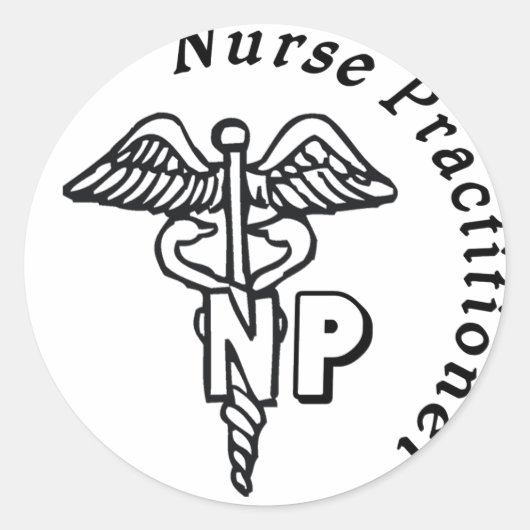 CADUCEUS NP LOGO NURSE PRAKTITIONIERT RUNDER AUFKLEBER (Vorderseite)