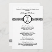 Caduceus Nurse Abschluss Einladung Black & White R (Vorne/Hinten)