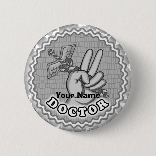 Caduceus Peace Doctor individuelle Name Button (Vorderseite)