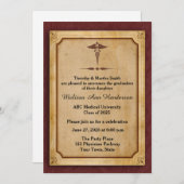 Caduceus, Pergament, medizinisches graduiertes Einladung (Vorne/Hinten)