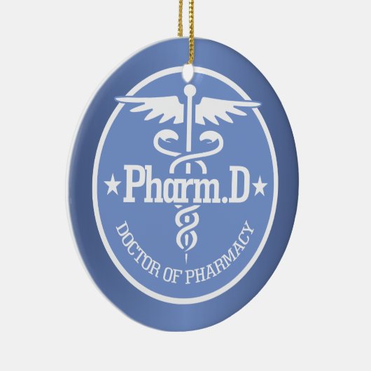 Caduceus PharmD 2 Keramik Ornament (Rechts)