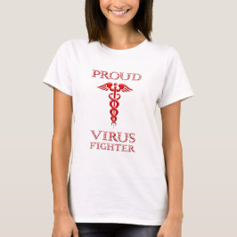 Caduceus Proud Virus Kämpfer rot auf weiß T-Shirt