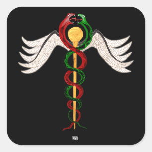 Caduceus Quadratischer Aufkleber
