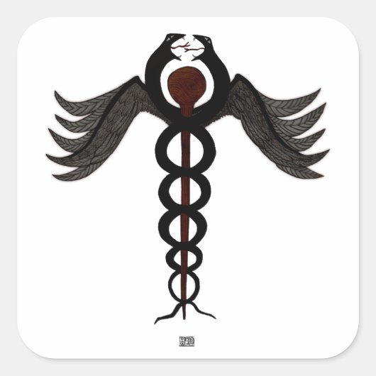 Caduceus Quadratischer Aufkleber (Vorderseite)