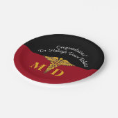Caduceus Red & Black Medical School Abschluss Pappteller (Schrägansicht)
