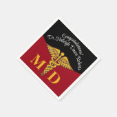 Caduceus Red & Black Medical School Abschluss Serviette (Ecke)