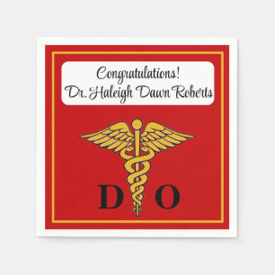 Caduceus Red & Gold Medical School Abschluss Serviette