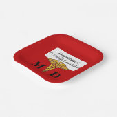 Caduceus Red & Gold Medical School Graduation Pappteller (Gewinkelt)