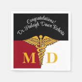 Caduceus Red/White/Black Medical School Graduation Serviette (Vorderseite)