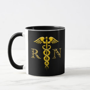 Caduceus registrierte Krankengelb auf schwarz Tasse