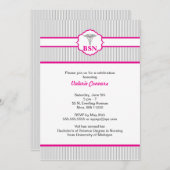 Caduceus RN BSN LPN Abschluss Hot Pink Grau Einladung (Vorne/Hinten)