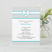 Caduceus RN BSN LPN Abschluss Turquoise Blue Einladung (Stehend Vorderseite)