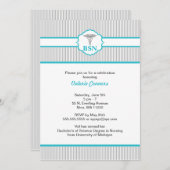 Caduceus RN BSN LPN Abschluss Turquoise Blue Einladung (Vorne/Hinten)