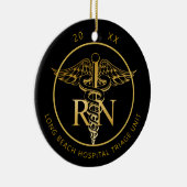 Caduceus RN Medizin Unit Black and Gold Foto Keramik Ornament (Rechts)