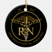 Caduceus RN Medizin Unit Black and Gold Foto Keramik Ornament (Vorne)