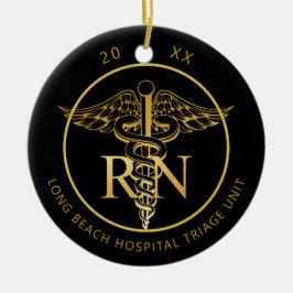 Caduceus RN Medizin Unit Black and Gold Foto Keramik Ornament