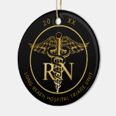 Caduceus RN Medizin Unit Black and Gold Foto Keramik Ornament (Links)