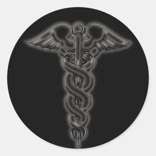 Caduceus Runder Aufkleber (Vorderseite)