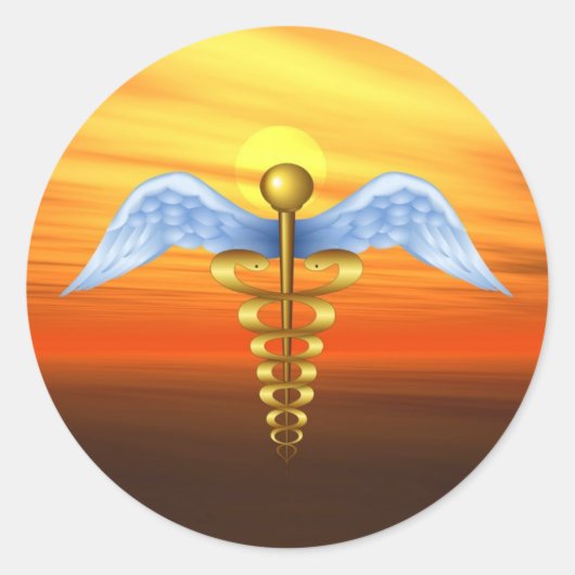 Caduceus Runder Aufkleber (Vorderseite)