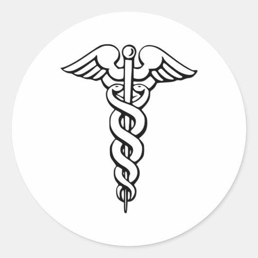 Caduceus Runder Aufkleber (Vorderseite)